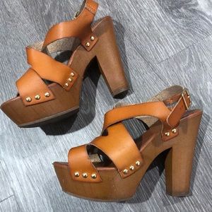 Brown chunky heels